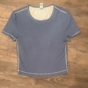 Yogalicious Periwinkle Heavenly Rib Tara Crop Short Sleeve Top